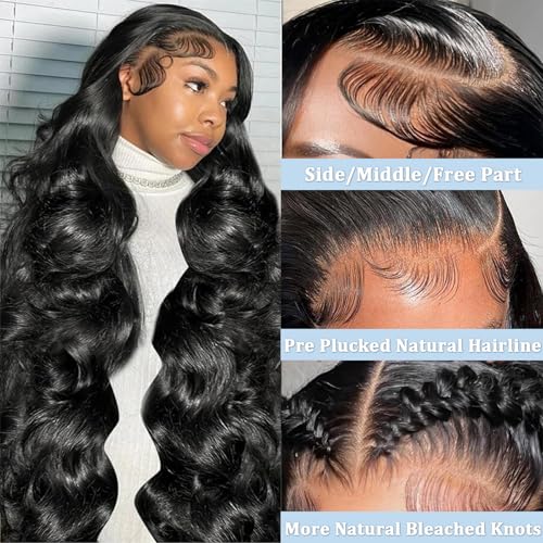 Human Hair Wig 13x6 Body Wave Lace Front Wigs Human Hair Pre Plucked 200 Density 12A Glueless Wigs for Women HD Lace Frontal Wigs Natural Color 22 Inch
