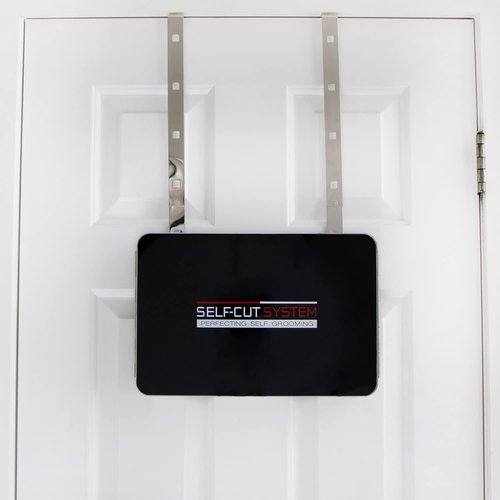 Self Cut System 3 Way Mirror for Self Hair Cutting, Trifold Barber Mirror with Height Adjustable Hooks, 360 View, Includes Free Educational Mobile App (Black Lambo)