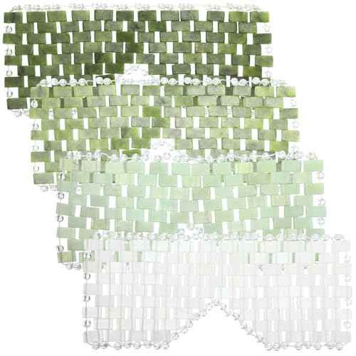 Coume 4 Pcs Jade Eye Mask Reusable Sage Green Facial Cooling Mask for Hot and Cold Anti-Aging Therapy to Reduce Wrinkles Puffiness Migraines Crystal Relief Sleeping Mask for Women Spa Treatment Gift