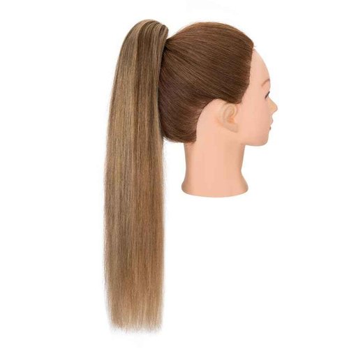 TESS Human Hair Claw Clip Ponytail Extension Real Remy Hair long ponytail extension for Women Straight, 18 Inch, Chocolate Brown Mixed Light Brown