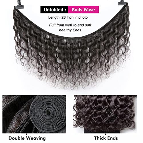 Raw Body Wave Bundles Human Hair(16 18 20 Inch)12A Grade Salon Quality Unprocessed Brazilian Body Wave Human Hair Bundles Quick Weave for Black Women Natural Color