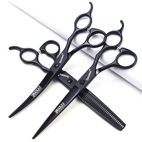 SHARONDS 7 Inch Stainless Steel Professional Barber Scissors Hair Thinning Scissors Hairdresser or Home Hairdresser Variant/Hybrid Scissors (7 inch-3pc)