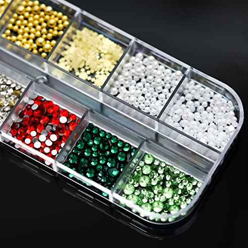 Christmas Crystal Snowflakes Nail Supplies Golden Flat Back Glass Gems Round Pearl Accessories Sparkly Star Bow Diamonds Jewels Rhinestone for Women Nail Decoration