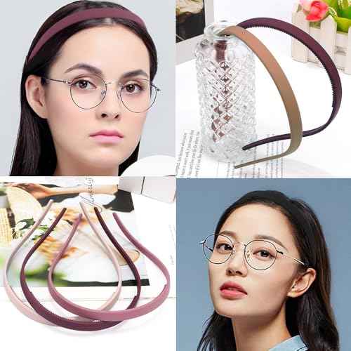 TOBATOBA Headbands for Glasses Wearers No Pressure No Headache Comfortable Hairbands Square Sunglasses Headband for Women Girls, Plastic Headbands with Teeth Non Slip 6Pcs