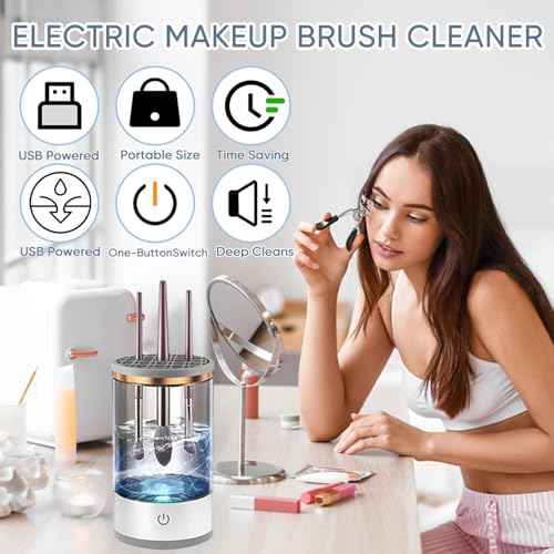 Makeup Brush Cleaner Machine, Upgraded Portable Electric Makeup Brush Cleaner Machine, Automatic Cosmetic Brush Cleaner for Quick & Efficient Cleaning, Suitable for All Brush Sizes(Midnight)