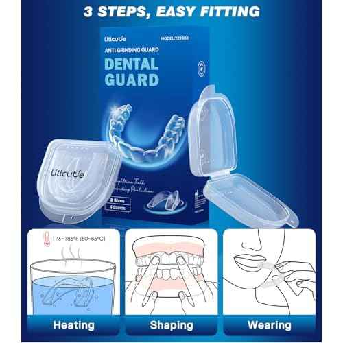 Mouth Guard for Grinding Teeth at Night,Teeth Grinding Mouth Guard for Sleep,Reusable Guards for Sleeping,4 Pack/2 Size,Transparent