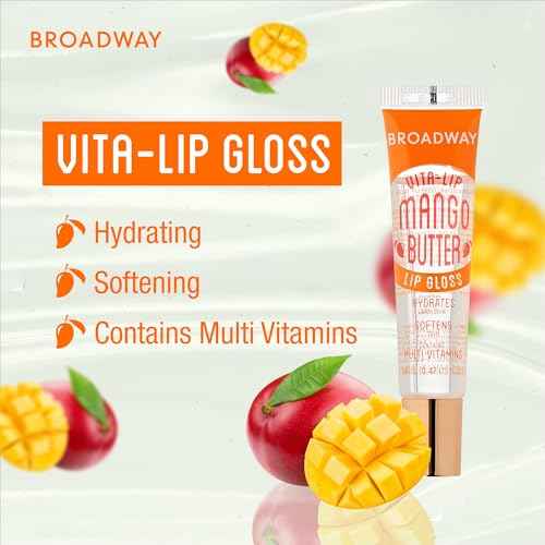 Ruby Kisses Broadway Vita-Lip Clear Lip Gloss (3 Pack Mango Butter, Rosehip, Coconut Oil), Ultra-Hydrating & Soothing Formula with Vitamin Oils, High-Shine Non-Sticky Finish, Healing Lip Balm