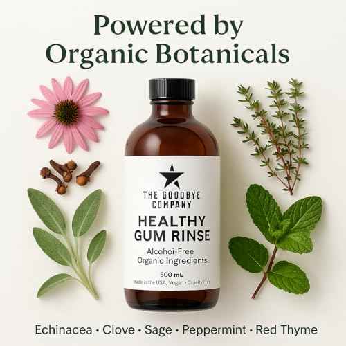 The Goodbye Company Healthy Gum Rinse - Alcohol-Free Natural Mouthwash for Gum Health, Bad Breath & Strong Teeth - Organic Echinacea & Clove Essential Oils - Made in USA - 500ml