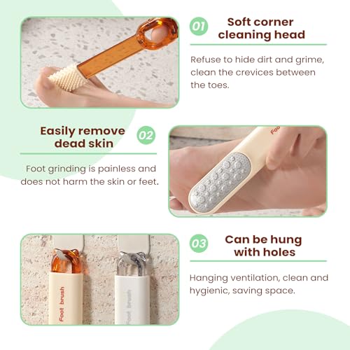 Dual-Sided Callus Remover & Foot File Set - Pedicure Exfoliator Tool with Silicone Brush for Smooth Feet-Orange