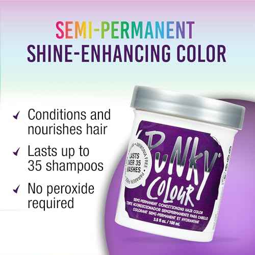 Punky Purple Semi Permanent Hair Color - Vegan & Cruelty-Free Conditioning Hair Dye, Lasts Up to 35 Washes, 3.5 fl oz