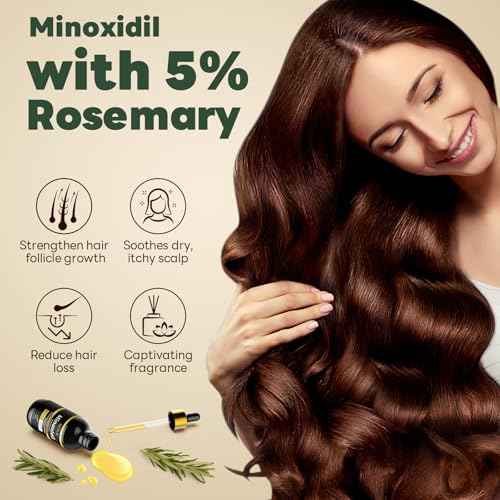 5% Minoxidil with Rosemary and Biotin for Men and Women Hair Growth,Beard Growth Kit,Scalp Serum for Thicker Fuller Hair