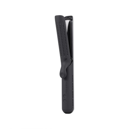 L'ANGE HAIR Le Duo Edge 360° Airflow Titanium Styler Blush | 2-in-1 Flat Iron Straightener & Curling Iron | 1” Wide Titanium Plates with Rounded Corners & Softly Beveled Edges (Black)