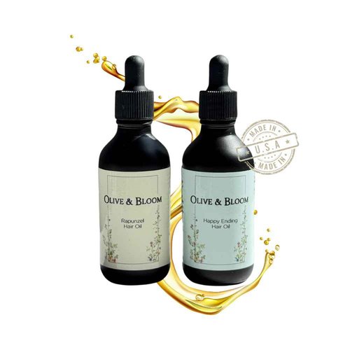 Olive & Bloom | 100% Organic | Hair Growth, Scalp and Split Ends Treatment | Rapunzel Hair Oil | Strengthen, Restore and Protect | Made in the USA | Color Safe | All Hair Types |