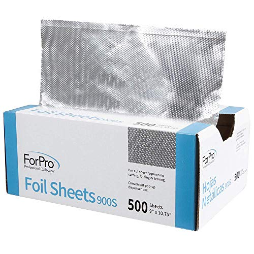 ForPro Professional Collection Embossed Foil Sheets 900S, Aluminum Foil, PopUp Dispenser for Hair Color Application and Highlighting, Food Safe, 9¡± W x 10.75¡± L, 500 Count