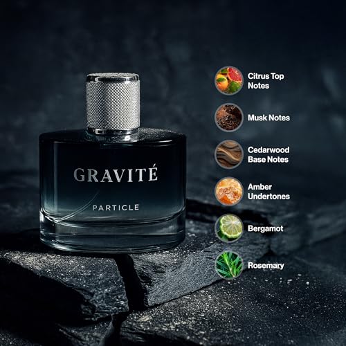 Particle Gravit? Cologne Spray for Men, Long Lasting Fresh Scent, Men's Perfume Woody Citrus Fragrance, Notes of Pepper, Rosemary, Grapefruit, Cedar, Cashmere & Musk, 3.38 FL OZ Bottle