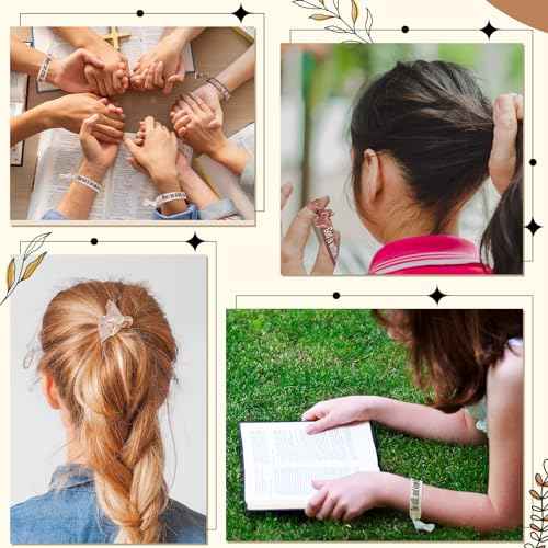48 Pcs Christian Gifts Bulk for Women Bible Verses Christian Hair Ties Motivational Religious Gifts Bracelet Inspirational Elastic Wristbands Church Gift for Women(Pastel)