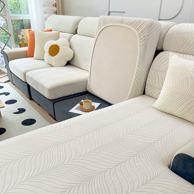 Waterproof Jacquard Sofa Cover Solid Color Couch Slipcover for Living Room