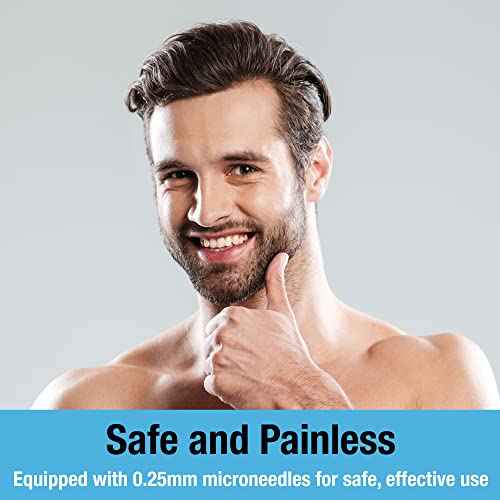 Beard and Hair Ultra Wide Derma Roller (1Pack) by Tilcare - Sterile 1200 Grade A Titanium Microneedles Titanium Derma Roller 0.25mm