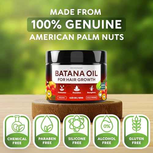 Batana Oil for Hair Growth - 100% Raw & Organic Dr Sebi Batana Oil - Cold-Pressed & Pure Unrefined Batana Hair Mask for Women & Men - Enhances Hair Thickness, Prevents Loss, Repairs Split Ends