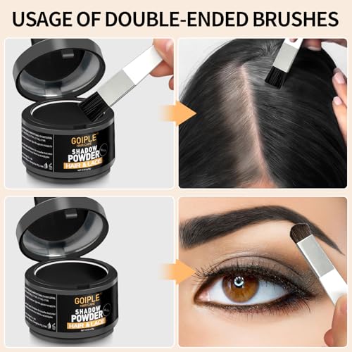 Root Cover Up Powder Hairline Powder for Women Root Touch Up Hair Color for Bald Spots, Eyebrows, Beard Line, Light-Blonde Hair Fibers for Thinning Hair Shadow Cover Up 2 Pack (Black)