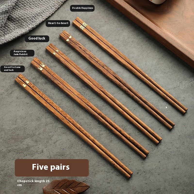 High-End Wooden Chopsticks Set - Anti-Slip & Anti-Mold Family Kitchenware