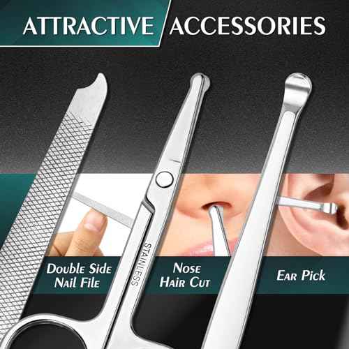 Nail Clippers Set, Vepkuso 6 Pcs Toenail Clippers, Stainless Steel Fingernail Clipper, and PU Leather Manicure Set, Gift Ideas