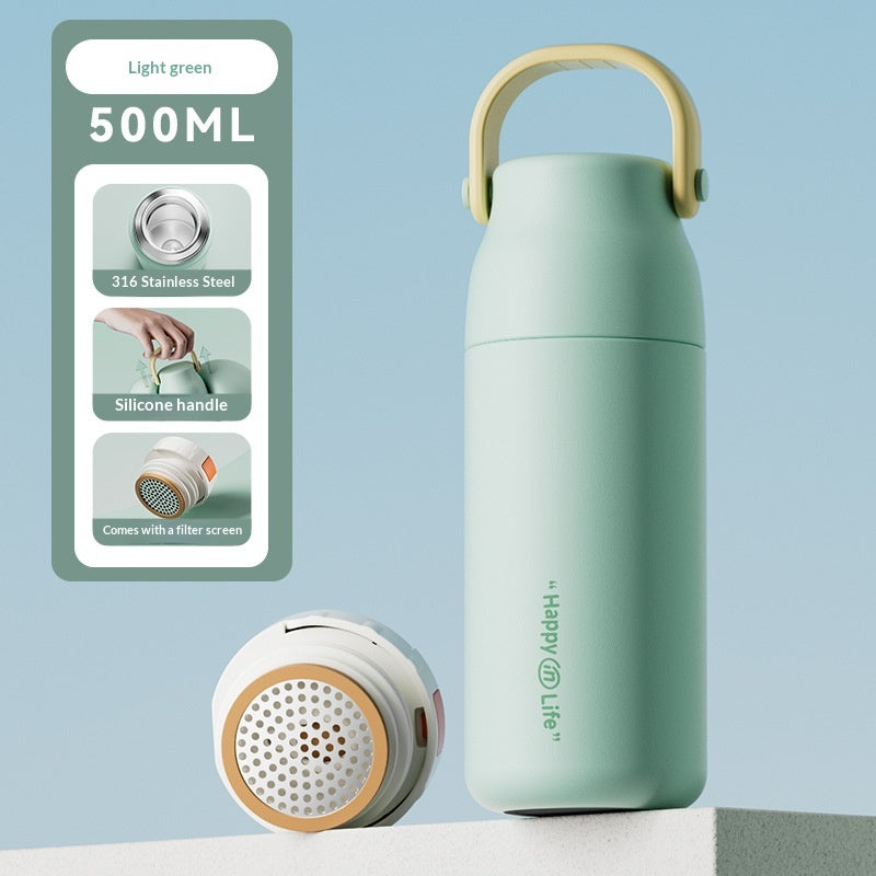 Insulated Stainless Steel Water Bottle for Women with Lanyard - Large Capacity, Heat Retention