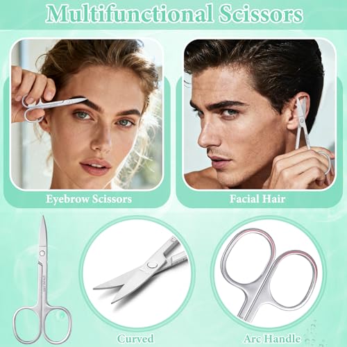 6 in 1 Eyebrow Trimmer Kit, Include Face Razor, Eyebrow Scissors, Tweezer, Double-Ended Eye Brow Brush for Women Men, Gifts for Stocking Stuffers - Transparent