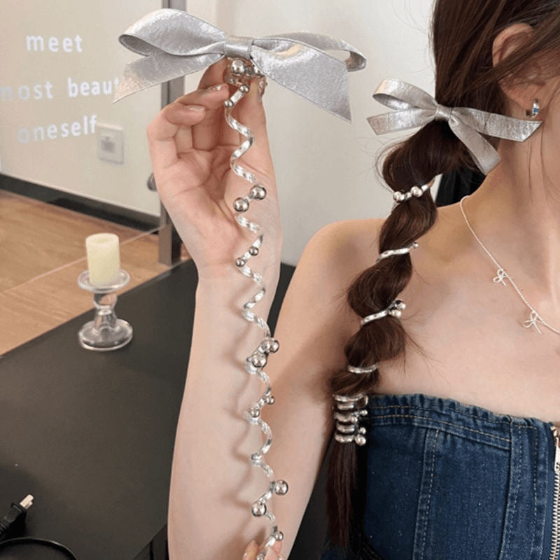 Durable Bow Hair Band with Silver Line & Heart Variations - Hair Accessories