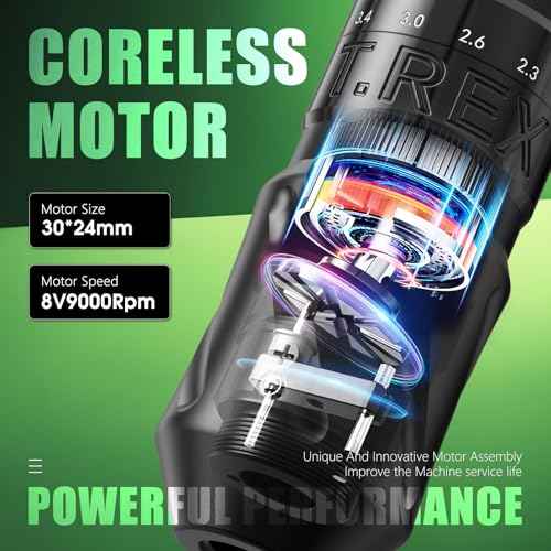 Tattoo Kit Wireless Tattoo Gun Kit for Beginners Complete Tattoo Machine Kit Rotary Tattoo Pen Machine 1600mAh Cordless 20pcs Cartridge Needles Tattoo Set Supply(Black)