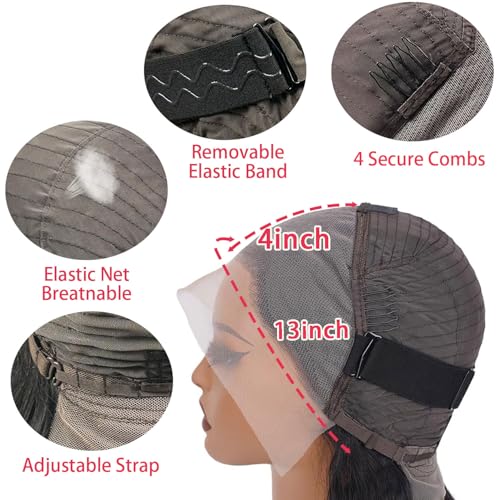 22 Inch 13x4 Deep Wave Lace Front Wigs Human Hair HD Lace Frontal Wigs Pre Plucked 200% Density Deep Curly Human Hair Wig Natural Color