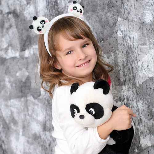 2 Pcs Animal Ears Headbands for Women Girls Cute Panda Headband Costume Hair Band Panda Party Decorations Soft Fluffy Head Band Animal Hair Accessories for Themed Party