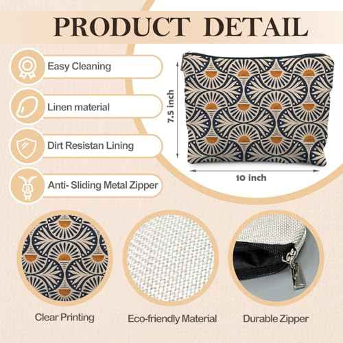 Boho Makeup Bag Gifts for Women, Sunset Leaf Aesthetic Makeup Pouch