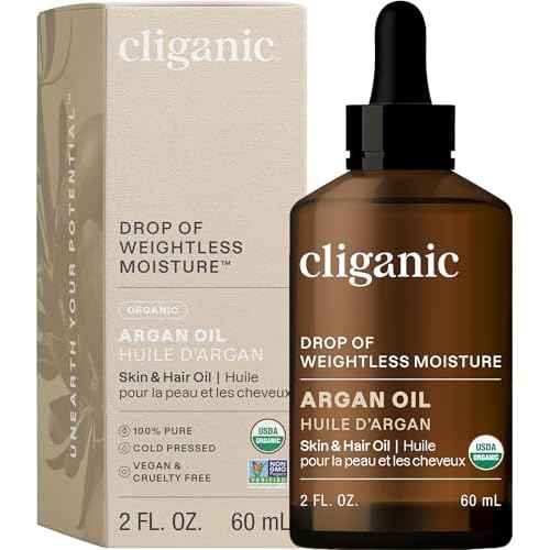 Cliganic Organic Argan Oil, 100% Pure - for Hair, Face & Skin | Cold Pressed Carrier Oil