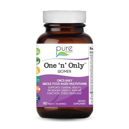 PURE ESSENCE LABS One N Only Multivitamin for Women, Natural One a Day Herbal Supplement with Vitamin D3, B12, and Biotin with Whole Foods, 90 Tablets