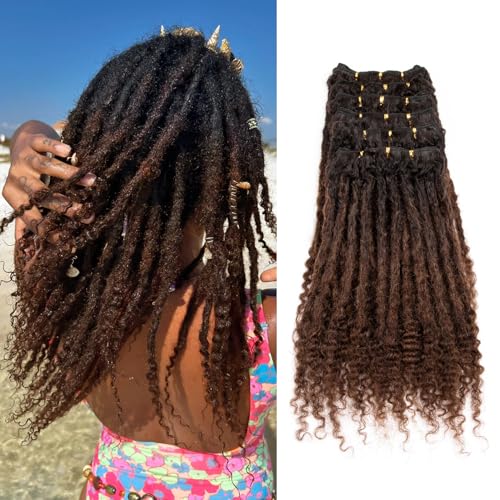 Originea 0.6cm 6-18 Inch 100% Human Hair Dreadlock Extensions Curly Ends Loc Extensions Human Hair For Women/Kids Handmade Permanent Loc Extensions Can Be Dyed Bleached Curled T30# 10 inch 30 Strands