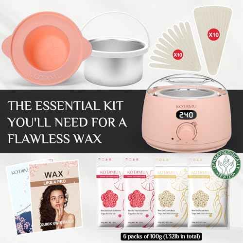 KOTAMU Wax Kit Pink Digital Hair Removal Waxing Kit for Women & Men Hot Wax Warmer Pot for Face, Eyebrow, Body, Brazilian, Bikini, Sensitive Skin Waxing Machine with 25 Accessories for Home Salon