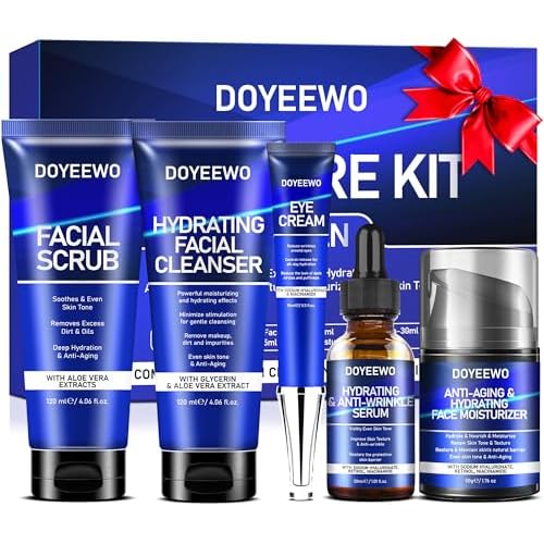 Skin Care for Men,Hydrate,Firm,Anti-Aging & Wrinkle 5Pcs Facial Skin Care Routine Kit Set,Mens Christmas Gifts Stocking Stuffers Secret Santa Gift for Men Him Dad Boyfriend Husband Birthday Valentines