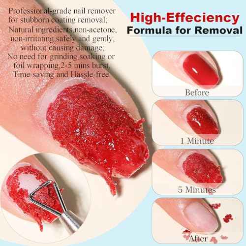 Gel Polish Remover, Gel Remover Kit Includes Cuticle Oil and Nail Polish Remover Tool No Soaking or Wrapping Removes Gel Polish in 2-5 Minutes