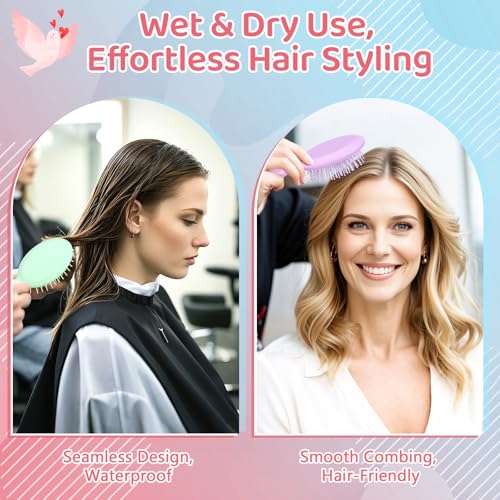 12PCS Mini Hair Brushes Bulk Pack for Girls, Women, Small Travel Hairbrushes for Wet & Dry Hair, Party Favors, Stocking Stuffers, Birthday Gifts, Cute Compact Detangler Set