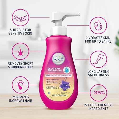 Hair Remover, Veet Gel Hair Removal Cream Sensitive, 13.5 Ounce, Sensitive formula with Aloe Vera and Vitamin E (pack of 1)
