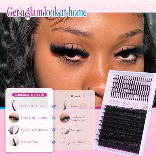 Lash Clusters 100D Long 12-20mm Lash Spikes Eyelash Clusters Volume Individual Lashes DIY Spiky Lash Extension Mega Cluster Eyelash Extensions Mink Strips Lashes Thick by CORUSCATE