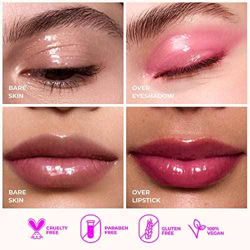 Lamel The Myth of Utopia KIT Lip Gloss - Eye gloss Base for All Shades - Glimmer - For Face & Body - 16 Colors Eyeshadow Palette - Waterproof, Smoodge-proof,Long-Lasting (Eyegloss Utopia)