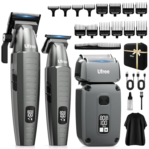 Ufree Hair Clippers for Men Professional, Beard Trimmer and Foil Shaver Electric Razor, Cordless Barber Clippers and Trimmers Set for Hair Cutting and Grooming, Gifts for Men