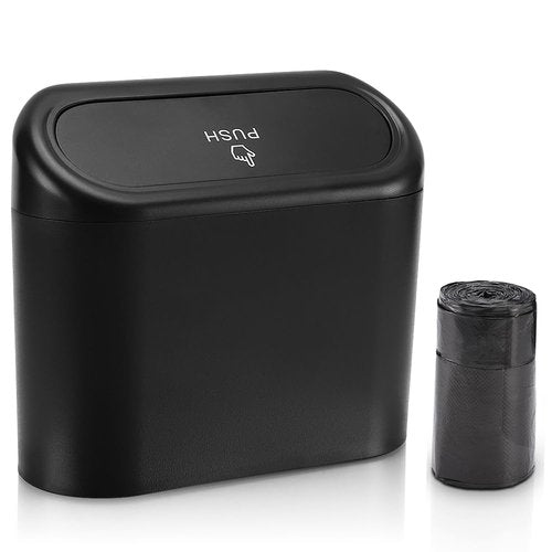 Accmor Car Trash Can with Lid, Mini Auto Dustbin Garbage Organizer with 30 Pcs Plastic Trash Bag, Automotive Garbage Container Bin for Vehicle, Home, Office