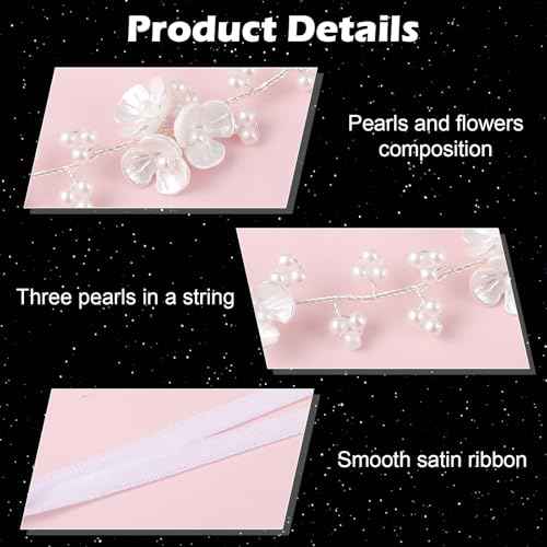 Bewudy Hair Accessories, Flower Girl Headband, Pearl Headpiece for Girls and Women, Wedding, Birthday, Party, and First Communion