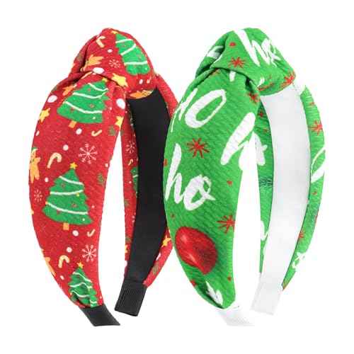 YanJie Christmas Headband for Women Snowflake Xmas Tree Knotted Headbands Wide Hairband Non Slip Hair Band Wide Head Band Headband Hair Accessories