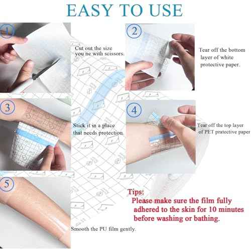 ANAMPION Tattoo Aftercare Waterproof Bandages 6"x2 Yard Second Skin Bandage Tattoo Cover Up Tape for Faster Tattoo Healing Recovery and Skin Care Protection Waterproof Bandage Transparent Film