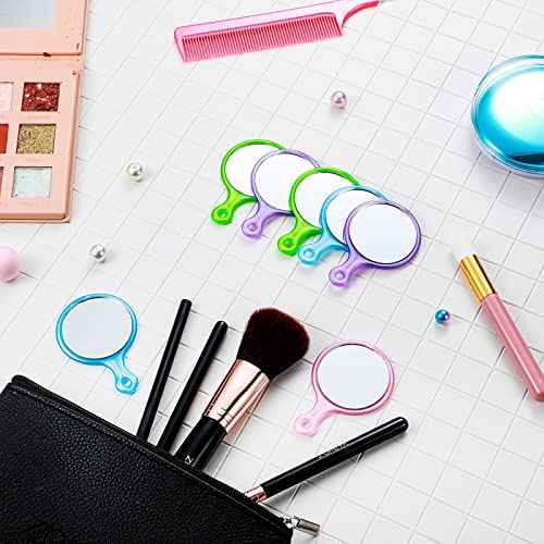 24 Pcs Handheld Mirror with Handle, 2.4 x 1.6 Inch, Small Portable Round Mirror Bulk for Kids Travel Makeup Classroom Camping Daily DIY Crafts