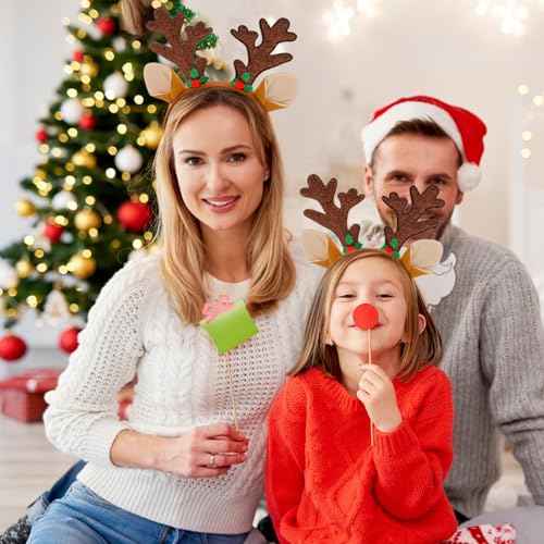 BEGOOD Christmas Headbands, 3Pcs Xmas Reindeer Headwear Flexible Deer Antler Holiday Hair Hoops Headband for Christmas Cosplay Party Accessories